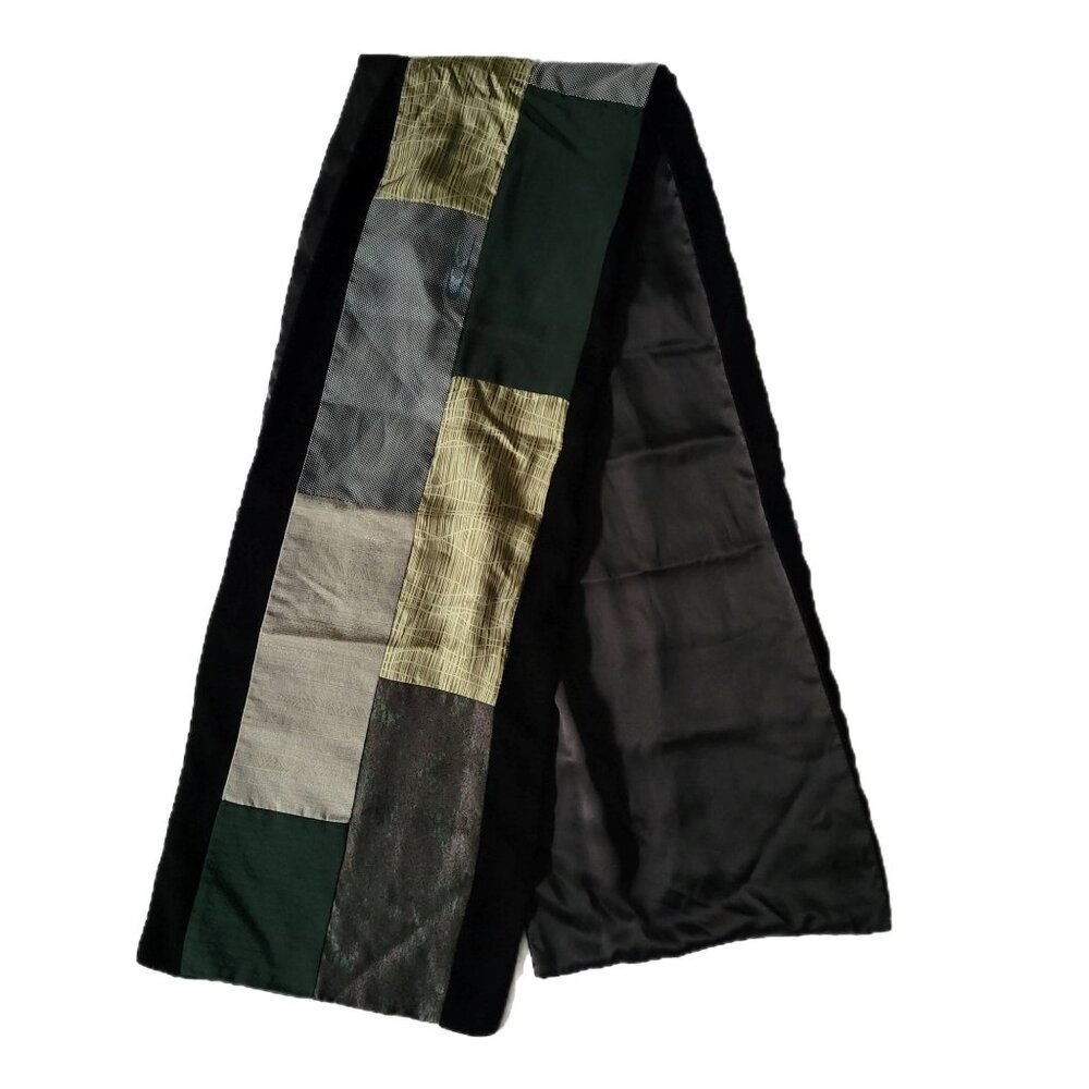 T. Camey Patchwork Scarf Cravat Vintage Kimono 100% Silk Made in Korea
